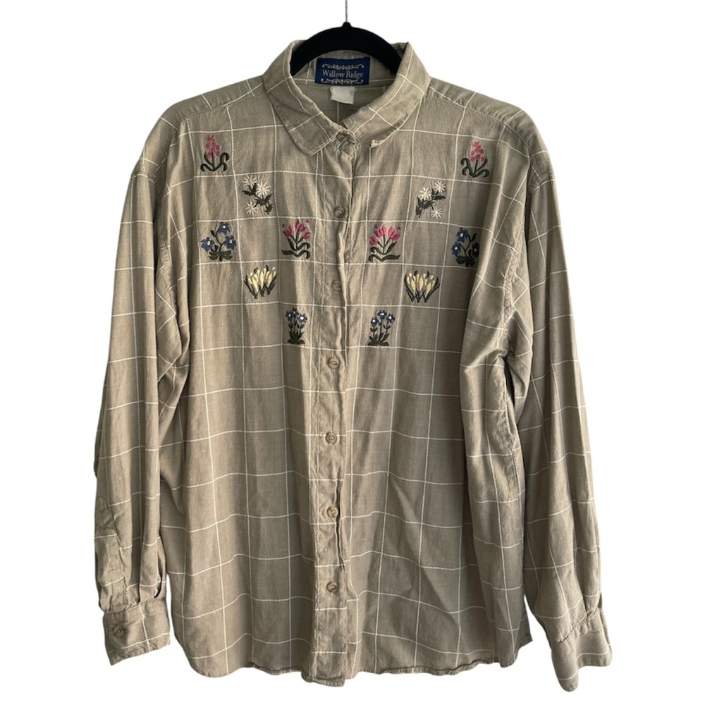 Vintage Willow Ridge Sage Embroidered Shirt Sz S